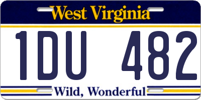 WV license plate 1DU482
