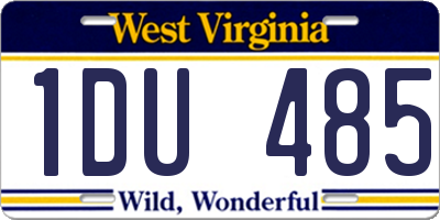 WV license plate 1DU485