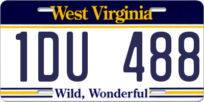 WV license plate 1DU488
