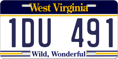 WV license plate 1DU491