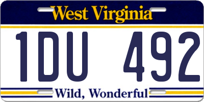 WV license plate 1DU492
