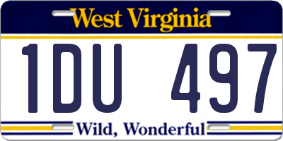 WV license plate 1DU497