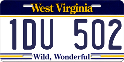 WV license plate 1DU502