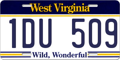 WV license plate 1DU509