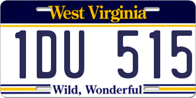 WV license plate 1DU515