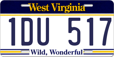 WV license plate 1DU517