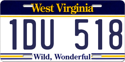 WV license plate 1DU518