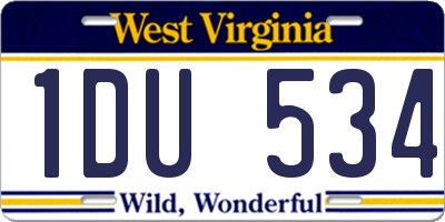 WV license plate 1DU534