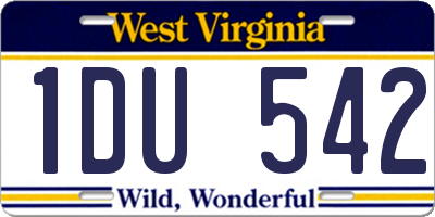 WV license plate 1DU542