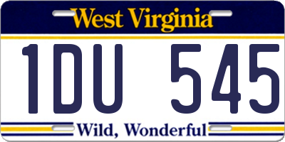 WV license plate 1DU545