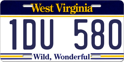 WV license plate 1DU580