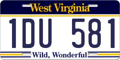 WV license plate 1DU581