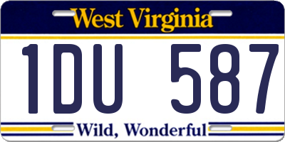 WV license plate 1DU587