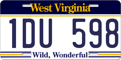 WV license plate 1DU598