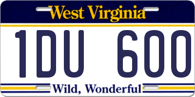 WV license plate 1DU600