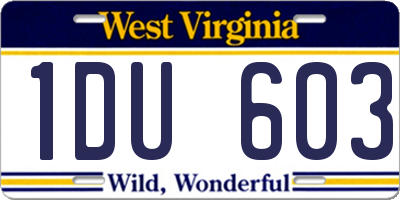 WV license plate 1DU603