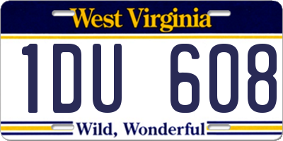 WV license plate 1DU608