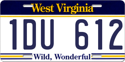 WV license plate 1DU612