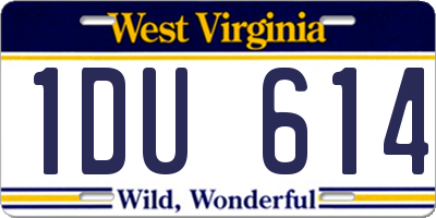 WV license plate 1DU614