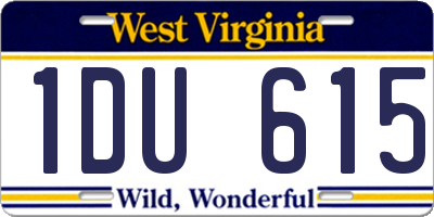 WV license plate 1DU615
