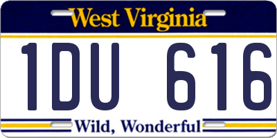 WV license plate 1DU616