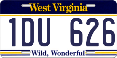 WV license plate 1DU626