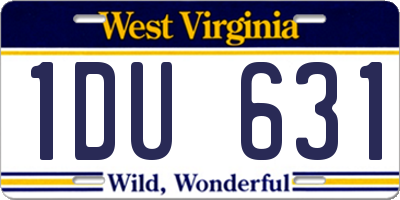 WV license plate 1DU631