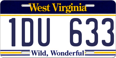 WV license plate 1DU633