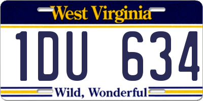 WV license plate 1DU634