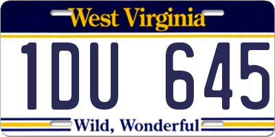 WV license plate 1DU645