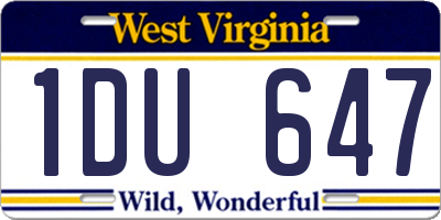 WV license plate 1DU647