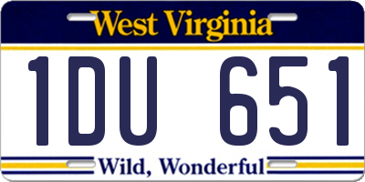 WV license plate 1DU651