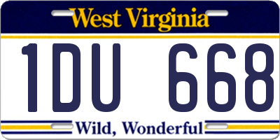 WV license plate 1DU668