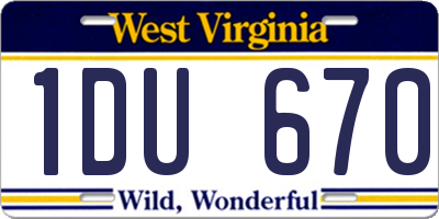 WV license plate 1DU670