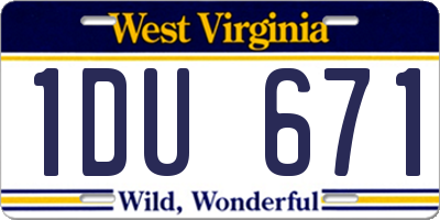 WV license plate 1DU671