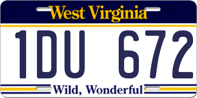 WV license plate 1DU672