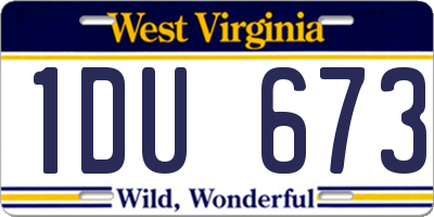 WV license plate 1DU673