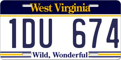 WV license plate 1DU674