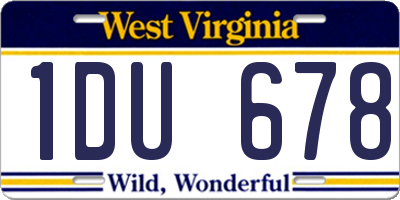 WV license plate 1DU678