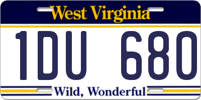 WV license plate 1DU680