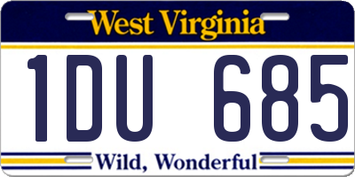 WV license plate 1DU685