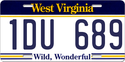 WV license plate 1DU689