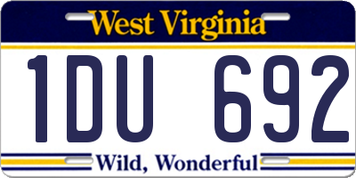 WV license plate 1DU692