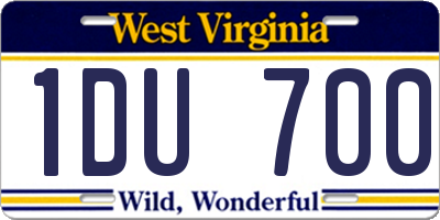 WV license plate 1DU700