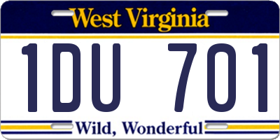 WV license plate 1DU701