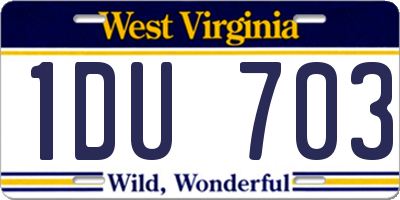 WV license plate 1DU703