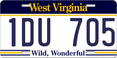 WV license plate 1DU705