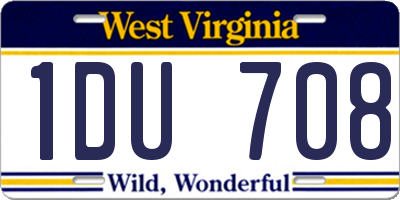 WV license plate 1DU708