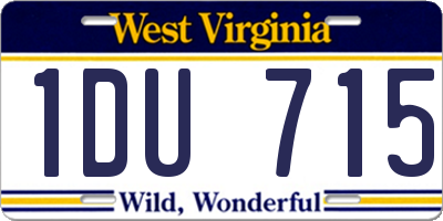 WV license plate 1DU715