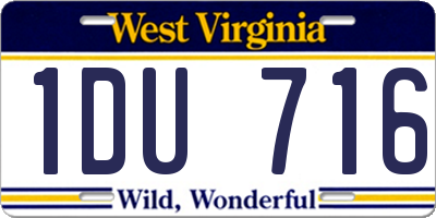 WV license plate 1DU716